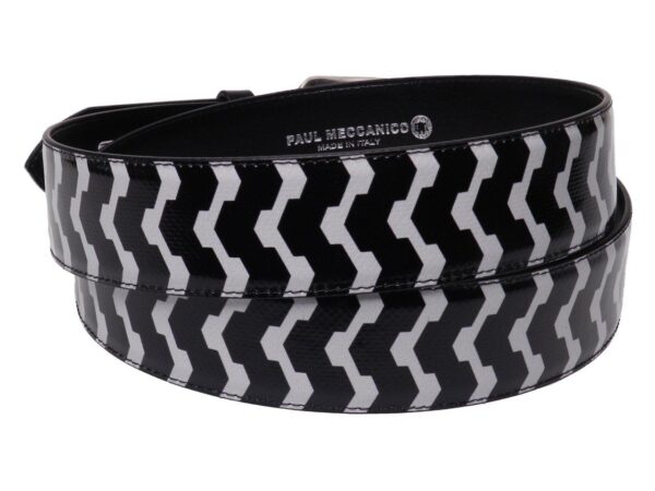 MAN'S BELT BLACK AND WHITE FANTASY MADE OF LORRY TARPAULIN. - Paul Meccanico