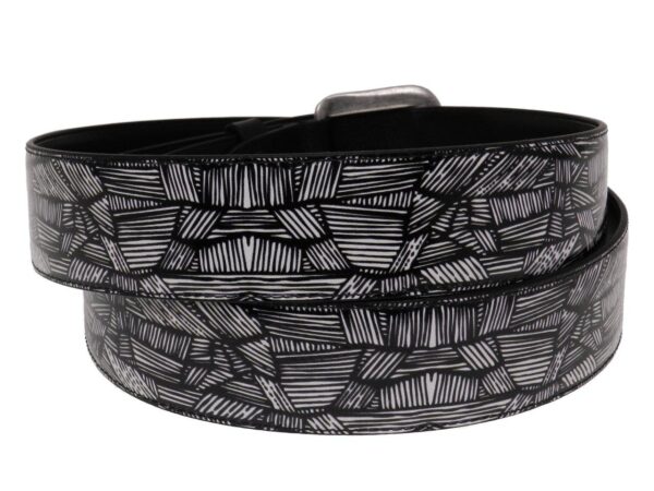 MAN'S BELT BLACK AND WHITE FANTASY MADE OF LORRY TARPAULIN. - Paul Meccanico