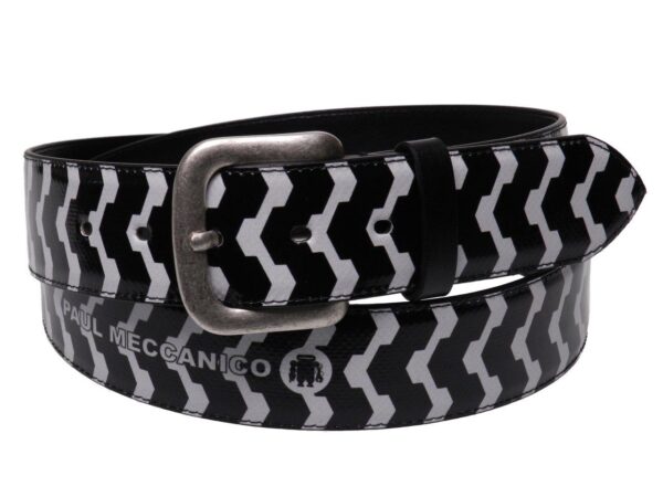 MAN'S BELT BLACK AND WHITE FANTASY MADE OF LORRY TARPAULIN. - Paul Meccanico