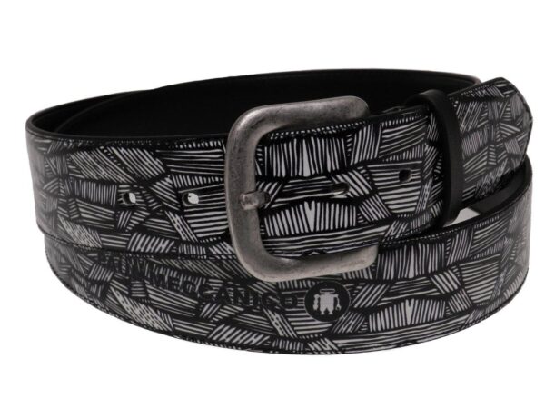 MAN'S BELT BLACK AND WHITE FANTASY MADE OF LORRY TARPAULIN. - Paul Meccanico