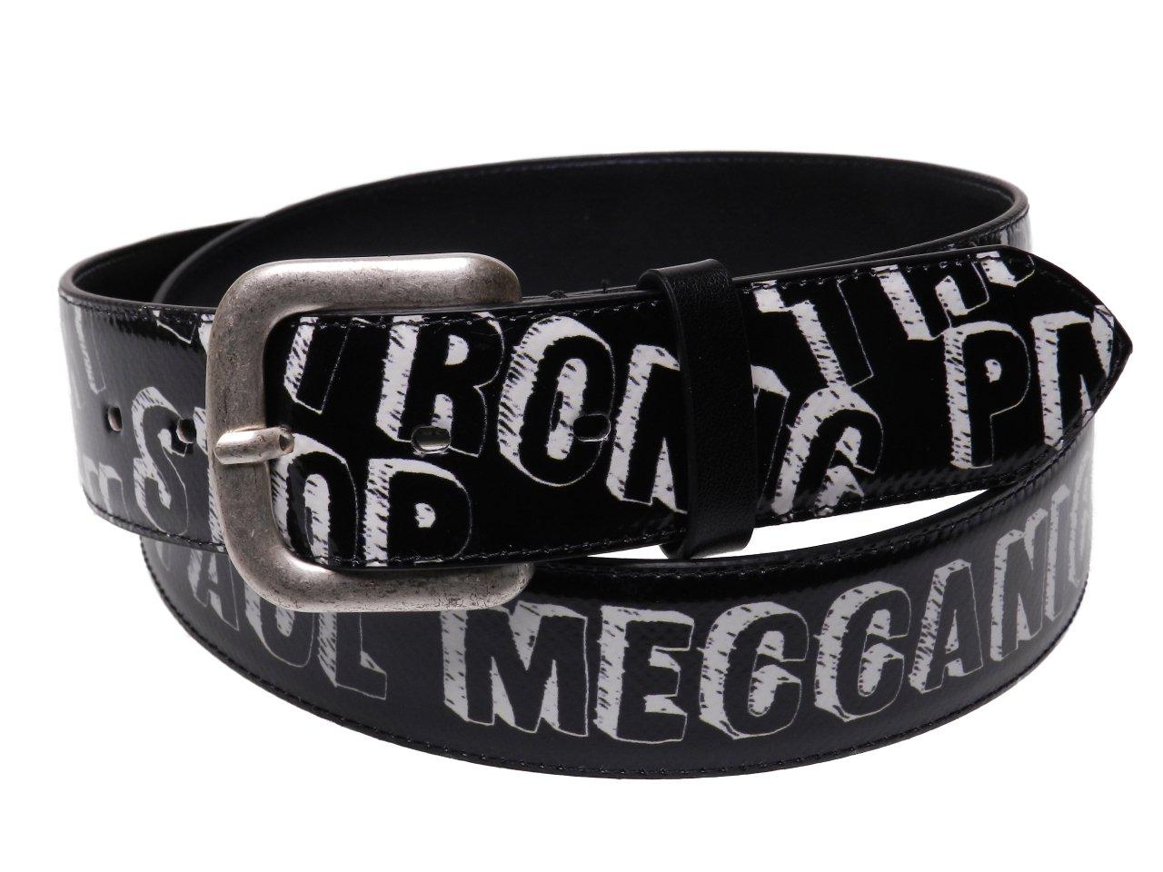 MAN'S BELT BLACK AND WHITE LETTERING FANTASY MADE OF LORRY TARPAULIN. - Paul Meccanico
