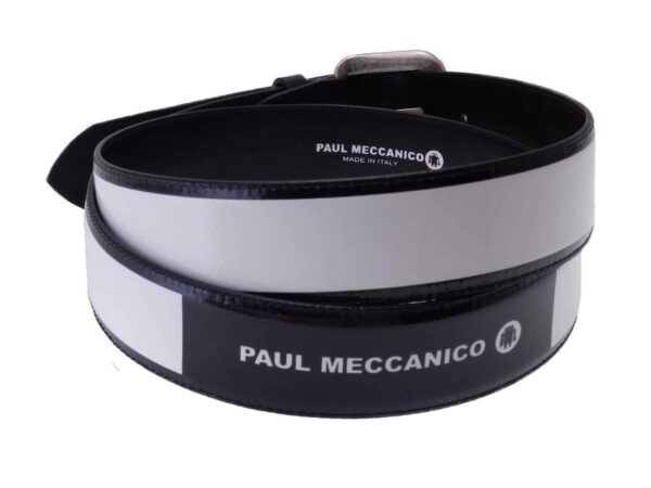 MAN'S BELT BLACK AND WHITE MADE OF LORRY TARPAULIN. - Paul Meccanico