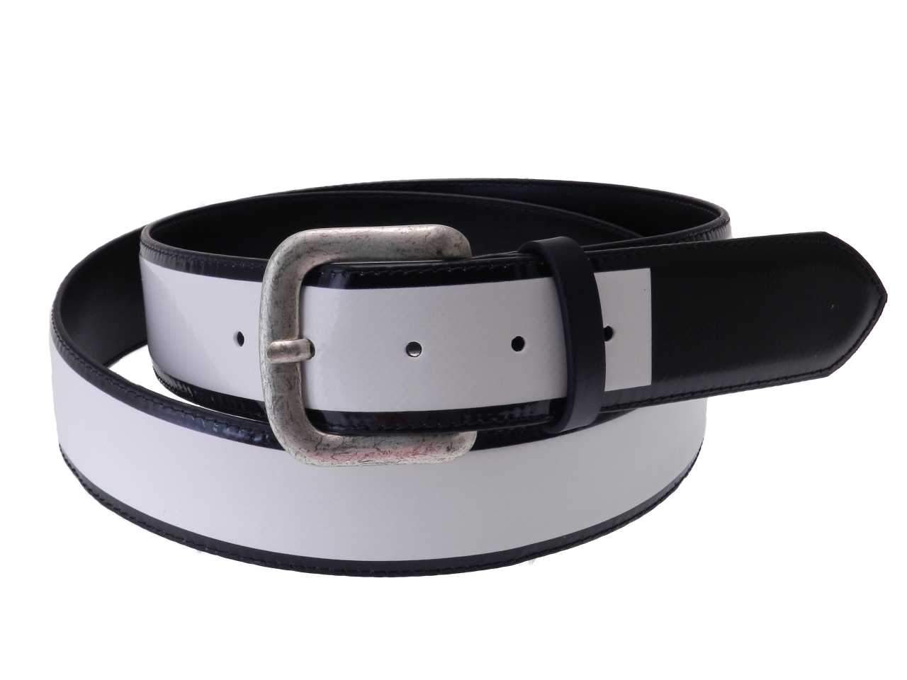 MAN'S BELT BLACK AND WHITE MADE OF LORRY TARPAULIN. - Paul Meccanico