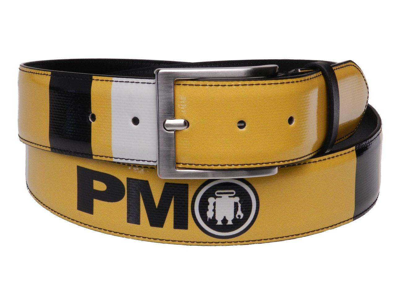 MAN'S BELT BLACK AND YELLOW COLOURS MADE OF LORRY TARPAULIN. - Paul Meccanico