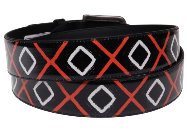 MAN'S BELT BLACK COLOUR ETHNIC FANTASY MADE OF LORRY TARPAULIN. - Paul Meccanico