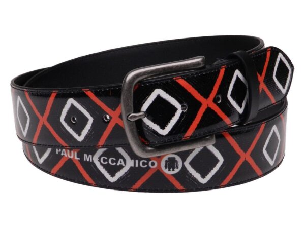 MAN'S BELT BLACK COLOUR ETHNIC FANTASY MADE OF LORRY TARPAULIN. - Paul Meccanico