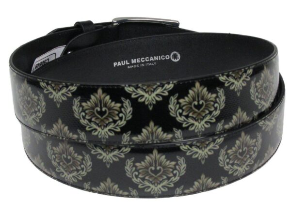 MAN'S BELT BLACK COLOUR MAJOLICA FANTASY MADE OF LORRY TARPAULIN. - Unique Pieces Paul Meccanico