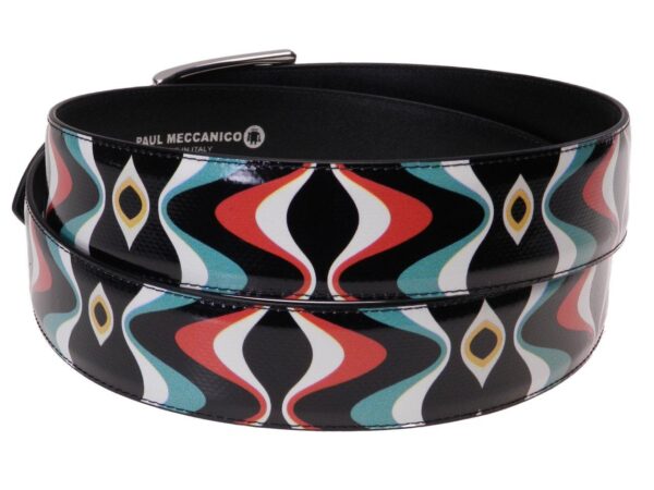 MAN'S BELT BLACK COLOUR OPTICAL FANTASY MADE OF LORRY TARPAULIN. - Paul Meccanico
