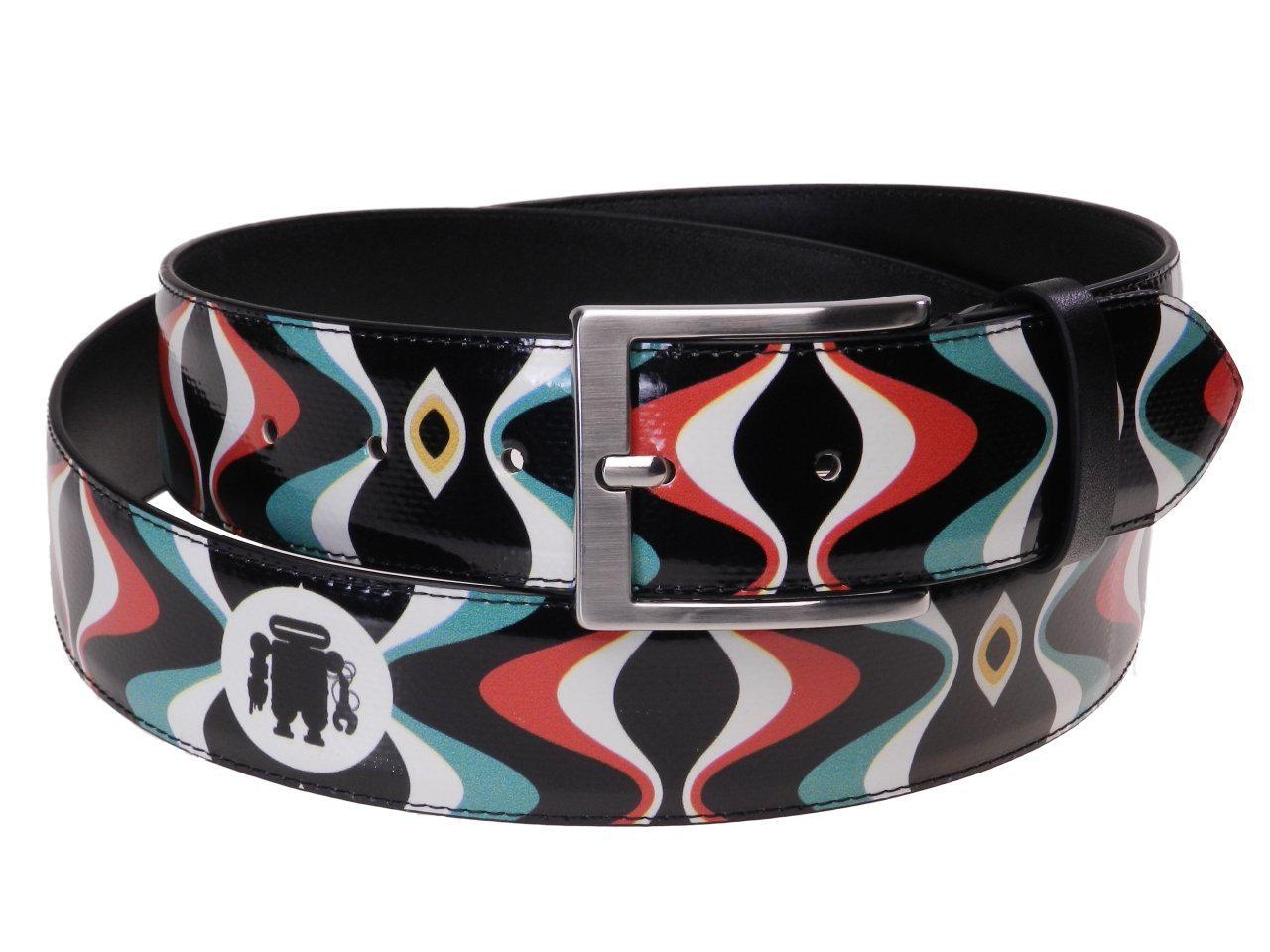 MAN'S BELT BLACK COLOUR OPTICAL FANTASY MADE OF LORRY TARPAULIN. - Paul Meccanico