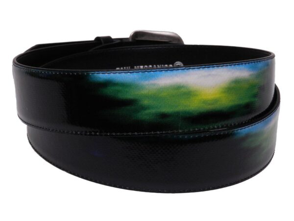 MAN'S BELT BLACK COLOUR TIE DYE FANTASY MADE OF LORRY TARPAULIN. - Paul Meccanico