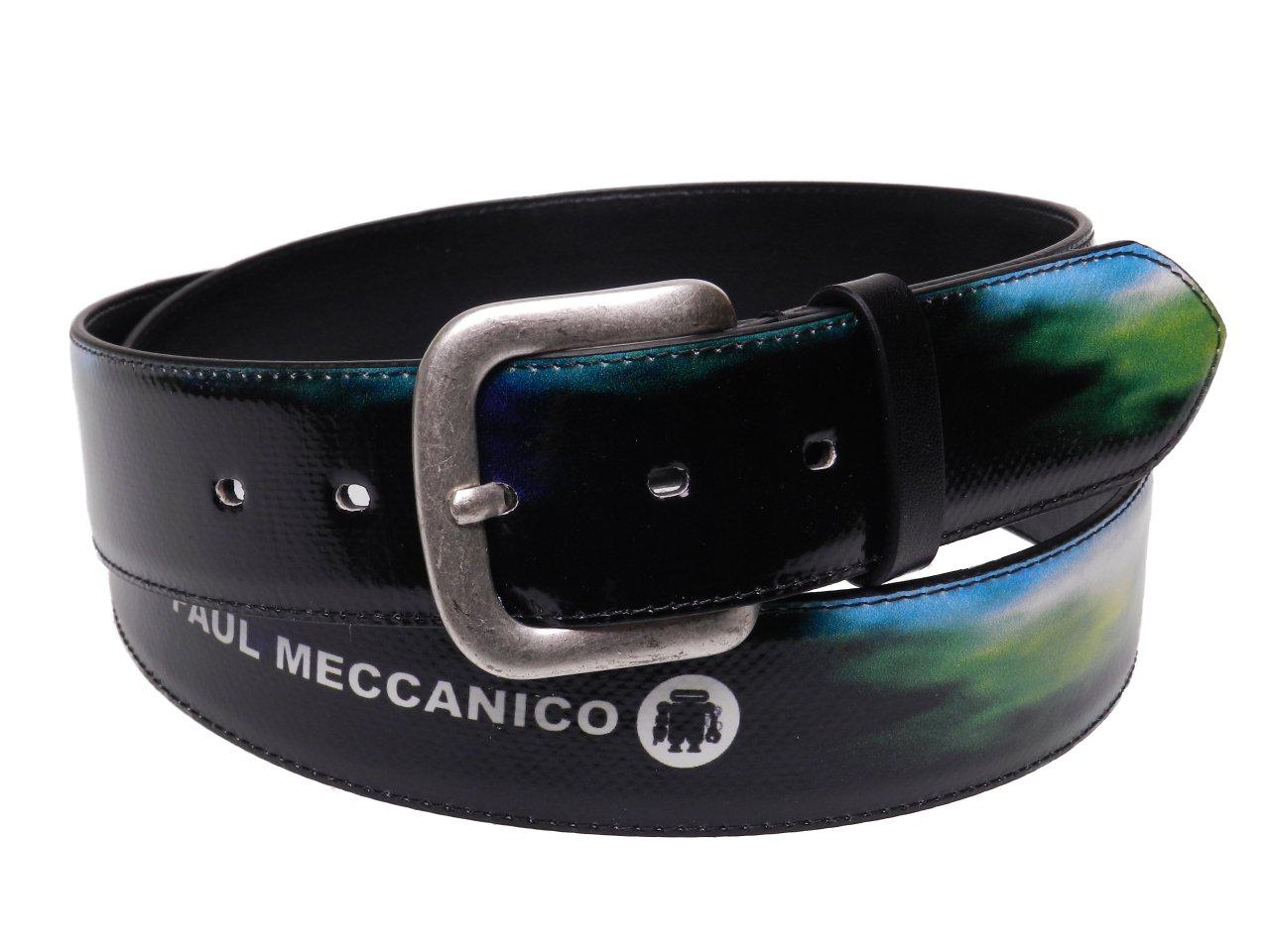 MAN'S BELT BLACK COLOUR TIE DYE FANTASY MADE OF LORRY TARPAULIN. - Paul Meccanico