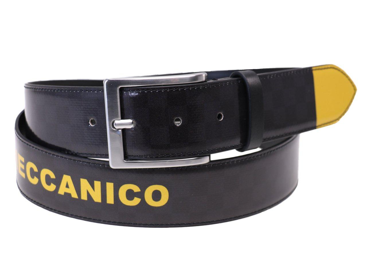 MAN'S BELT BLACK, GREY AND YELLOW COLOURS MADE OF LORRY TARPAULIN. - Unique Pieces Paul Meccanico