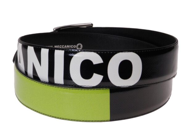 MAN'S BELT BLACK, WHITE AND FLUORESCENT GREEN COLOURS MADE OF LORRY TARPAULIN. - Paul Meccanico