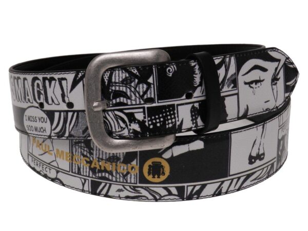 MAN'S BELT BLACK & WHITE CARTOON STYLE MADE OF LORRY TARPAULIN. - Paul Meccanico