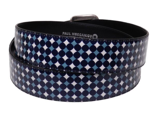 MAN'S BELT BLUE AND WHITE COLOURS GEOMETRIC FANTASY. - Paul Meccanico