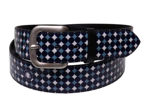 MAN'S BELT BLUE AND WHITE COLOURS GEOMETRIC FANTASY. - Paul Meccanico