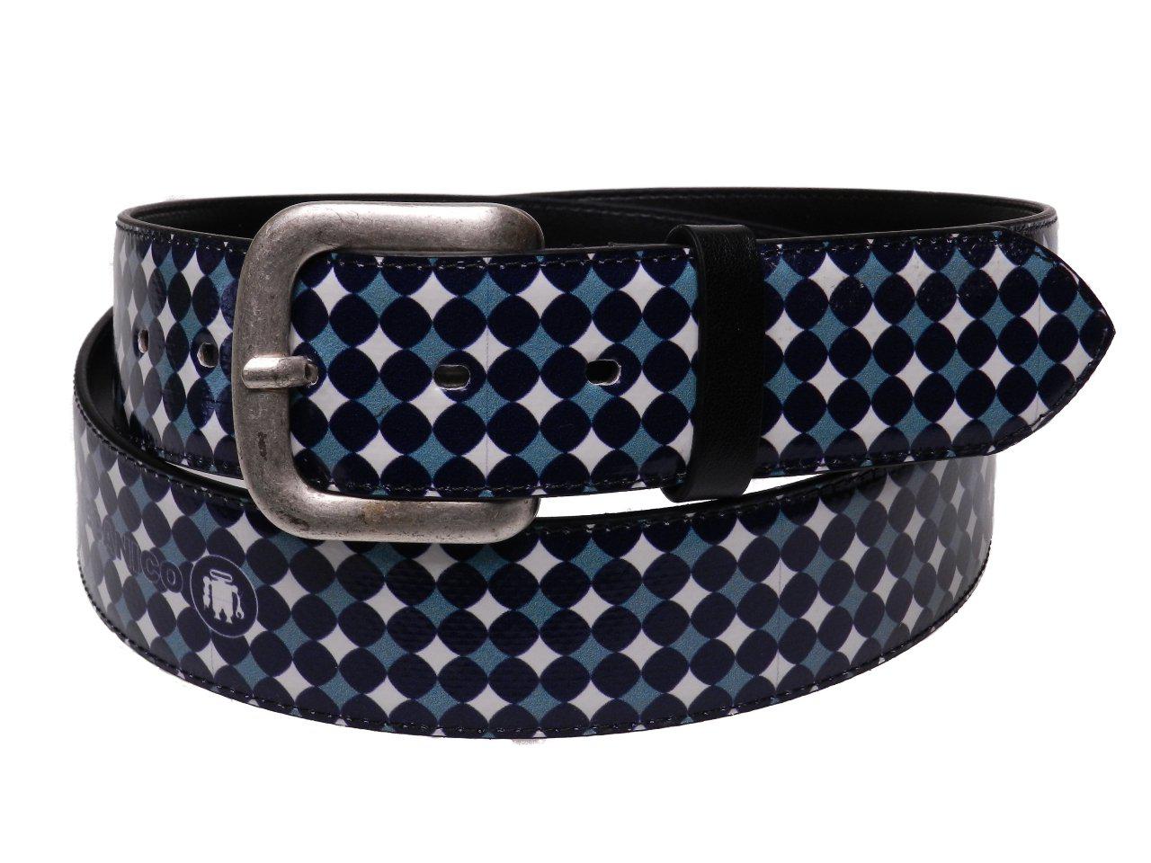 MAN'S BELT BLUE AND WHITE COLOURS GEOMETRIC FANTASY. - Paul Meccanico