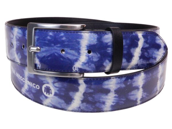 MAN'S BELT BLUE AND WHITE COLOURS TIE DYE FANTASY MADE OF LORRY TARPAULIN. - Paul Meccanico