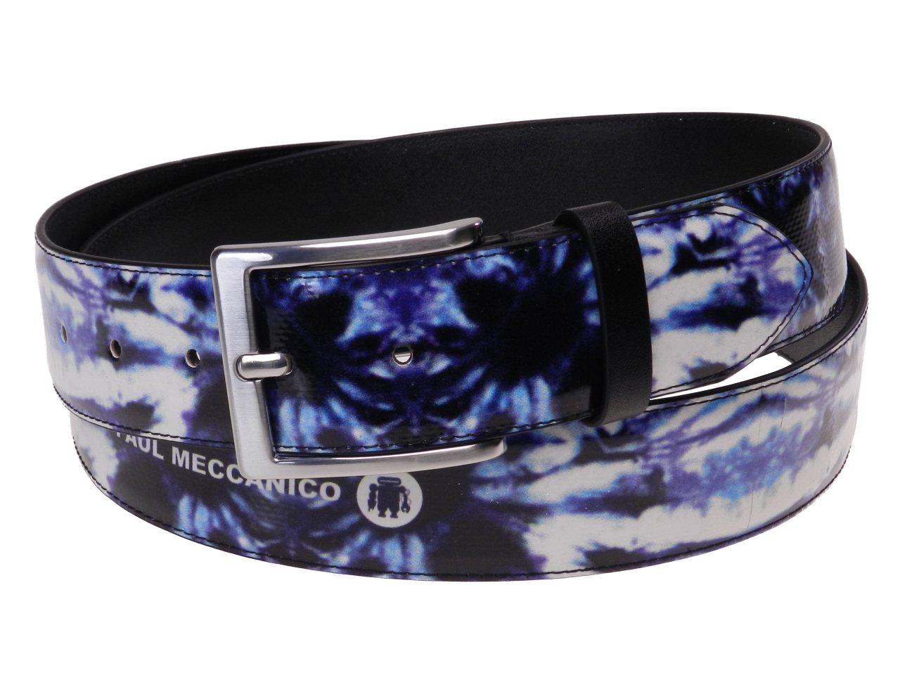 MAN'S BELT BLUE AND WHITE COLOURS TIE DYE FANTASY MADE OF LORRY TARPAULIN. - Paul Meccanico