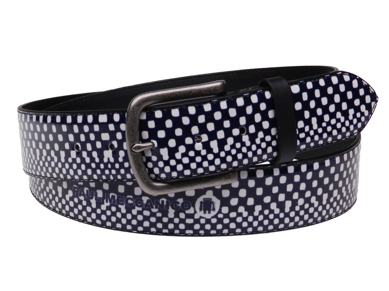 MAN'S BELT BLUE AND WHITE OPTICAL FANTASY MADE OF LORRY TARPAULIN. - Paul Meccanico