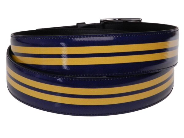 MAN'S BELT BLUE AND YELLOW COLOURS MADE OF LORRY TARPAULIN. - Paul Meccanico