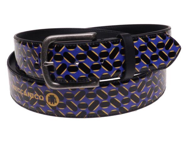MAN'S BELT BLUE, BLACK AND YELLOW COLOURS MADE OF LORRY TARPAULIN. - Paul Meccanico