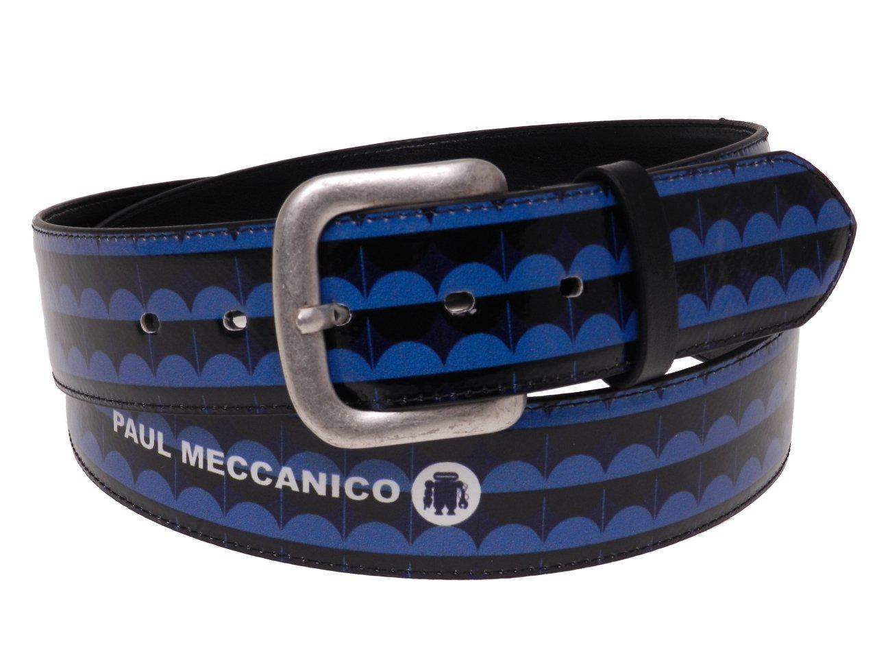 MAN'S BELT BLUE COLOR GEOMETRIC FANTASY MADE OF LORRY TARPAULIN. - Paul Meccanico