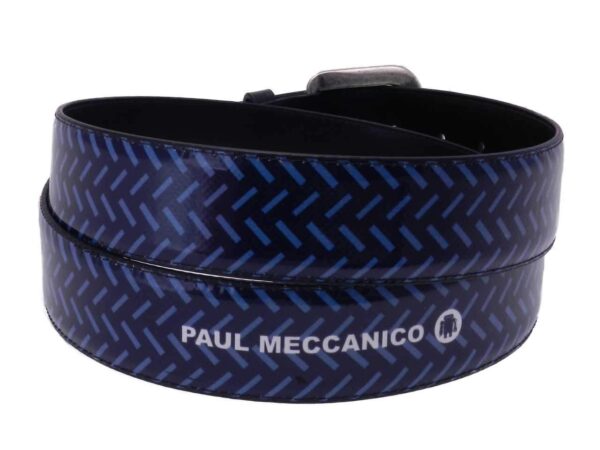 MAN'S BELT BLUE COLOR WITH GEOMETRIC FANTASY MADE OF LORRY TARPAULIN. - Paul Meccanico