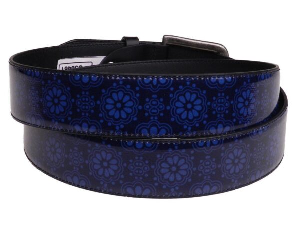 MAN'S BELT BLUE COLOUR CERAMIC STYLE MADE OF LORRY TARPAULIN. - Paul Meccanico