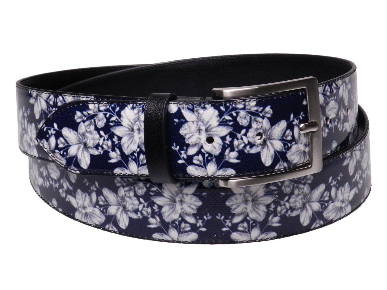MAN'S BELT BLUE COLOUR FLORAL FANTASY MADE OF LORRY TARPAULIN. - Paul Meccanico