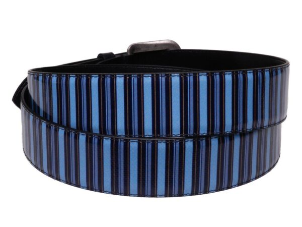 MAN'S BELT BLUE COLOUR STRIPED FANTASY MADE OF LORRY TARPAULIN. - Paul Meccanico