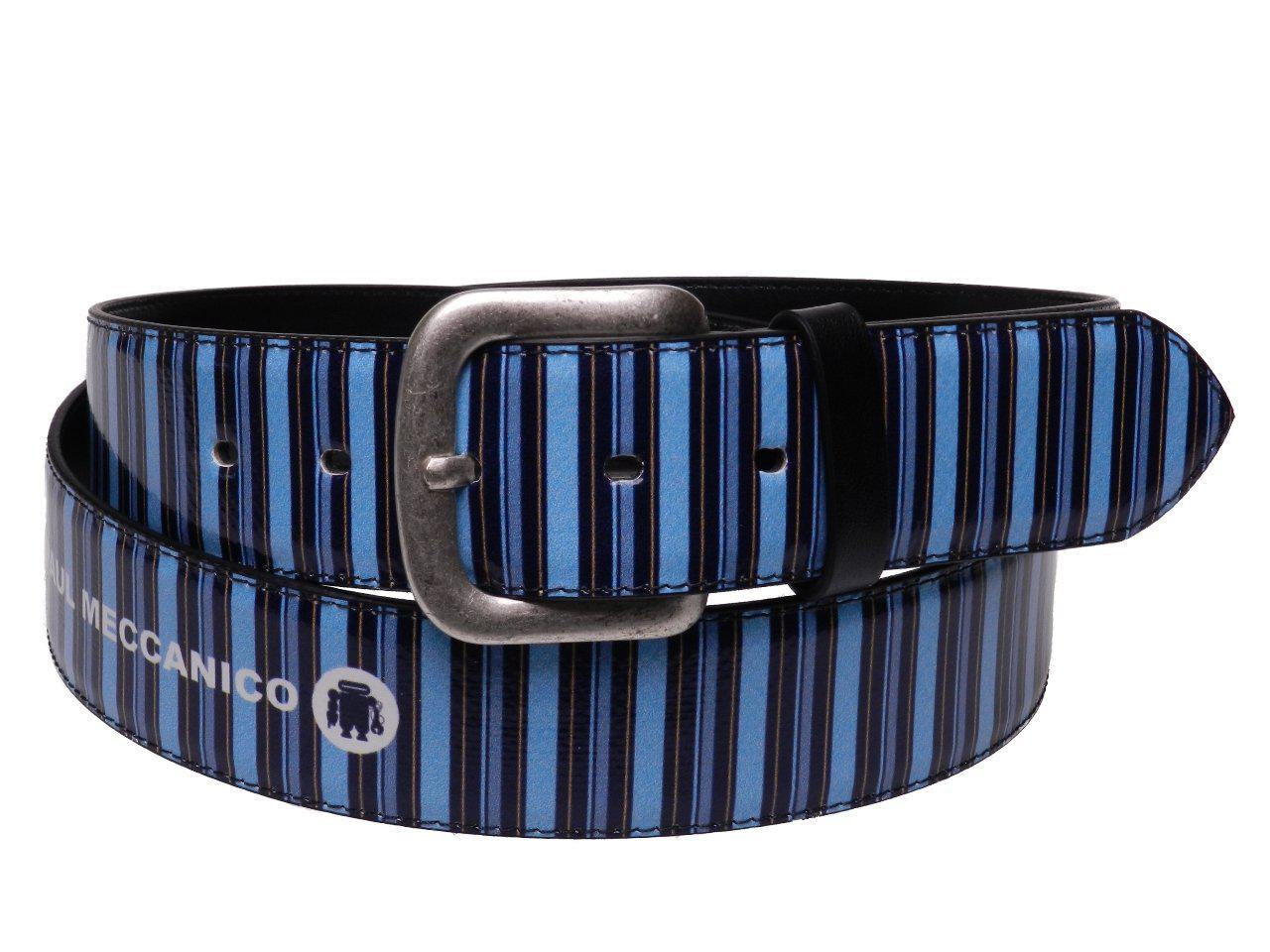 MAN'S BELT BLUE COLOUR STRIPED FANTASY MADE OF LORRY TARPAULIN. - Paul Meccanico