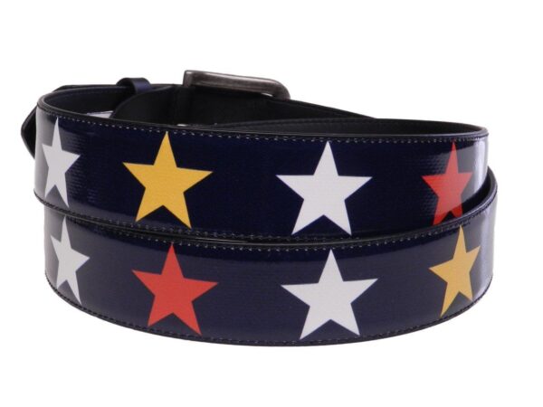 MAN'S BELT BLUE COLOUR WITH PRINT STARS MADE OF LORRY TARPAULIN. - Paul Meccanico