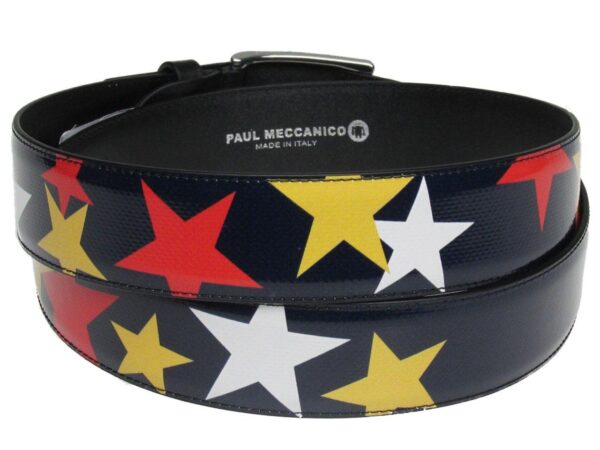 MAN'S BELT BLUE COLOUR WITH PRINT STARS MADE OF LORRY TARPAULIN. - Unique Pieces Paul Meccanico