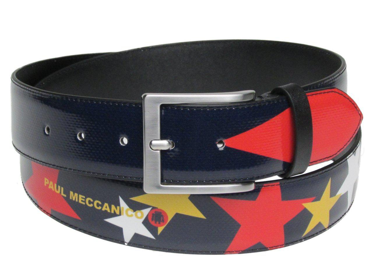 MAN'S BELT BLUE COLOUR WITH PRINT STARS MADE OF LORRY TARPAULIN. - Unique Pieces Paul Meccanico