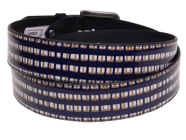 MAN'S BELT BLUE, WHITE AND BEIGE COLOURS MADE OF LORRY TARPAULIN. - Paul Meccanico