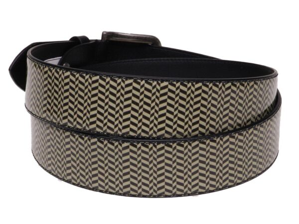 MAN'S BELT BROWN AND BEIGE COLOURS GEOMETRIC FANTASY MADE OF LORRY TARPAULIN. - Paul Meccanico