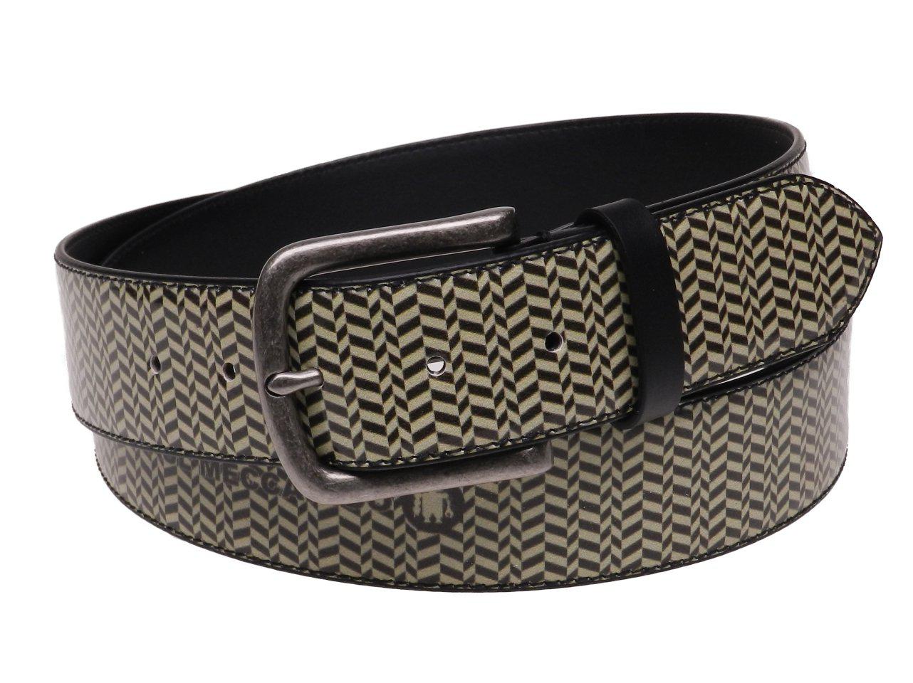 MAN'S BELT BROWN AND BEIGE COLOURS GEOMETRIC FANTASY MADE OF LORRY TARPAULIN. - Paul Meccanico
