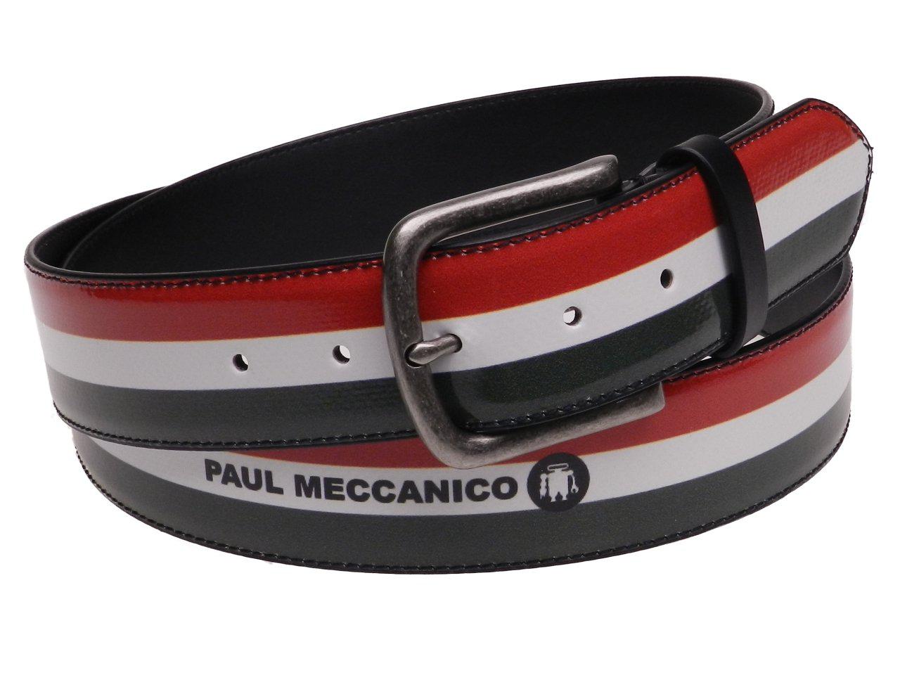 MAN'S BELT DARK GREE, WHITE AND RED COLOURS MADE OF LORRY TARPAULIN. - Paul Meccanico