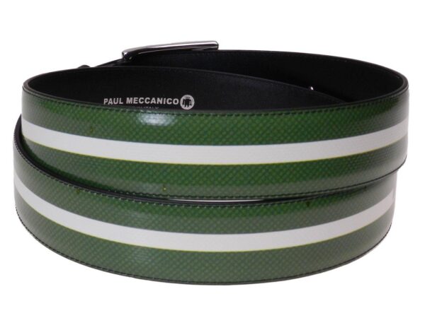 MAN'S BELT GREEN AND WHITE COLOURS MADE OF LORRY TARPAULIN. - Unique Pieces Paul Meccanico