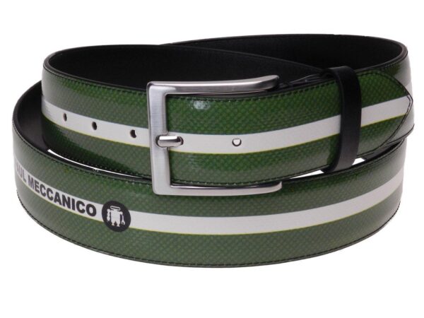 MAN'S BELT GREEN AND WHITE COLOURS MADE OF LORRY TARPAULIN. - Unique Pieces Paul Meccanico