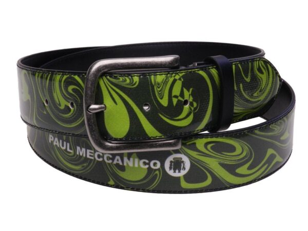 MAN'S BELT GREEN COLOUR ABSTRACT FANTASY MADE OF LORRY TARPAULIN. - Paul Meccanico