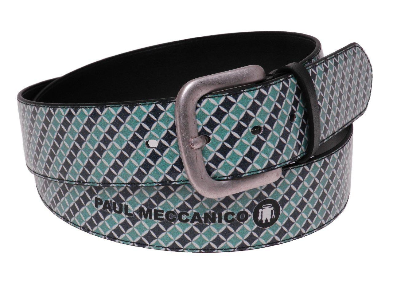 MAN'S BELT GREY, WHITE AND LIGHT GREEN COLOURS GEOMETRIC FANTASY. - Paul Meccanico