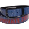 MAN'S BELT JEANS EFFECT "PRIVATE ZONE PM" MADE OF LORRY TARPAULIN. - Paul Meccanico