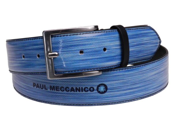 MAN'S BELT LIGHT BLUE WITH EFFECT JEANS MADE OF LORRY TARPAULIN. - Paul Meccanico