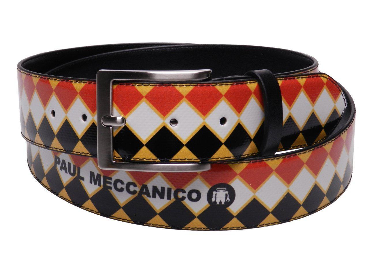 MAN'S BELT MULTICOLOR GEOMETRIC FANTASY MADE OF LORRY TARPAULIN. - Paul Meccanico