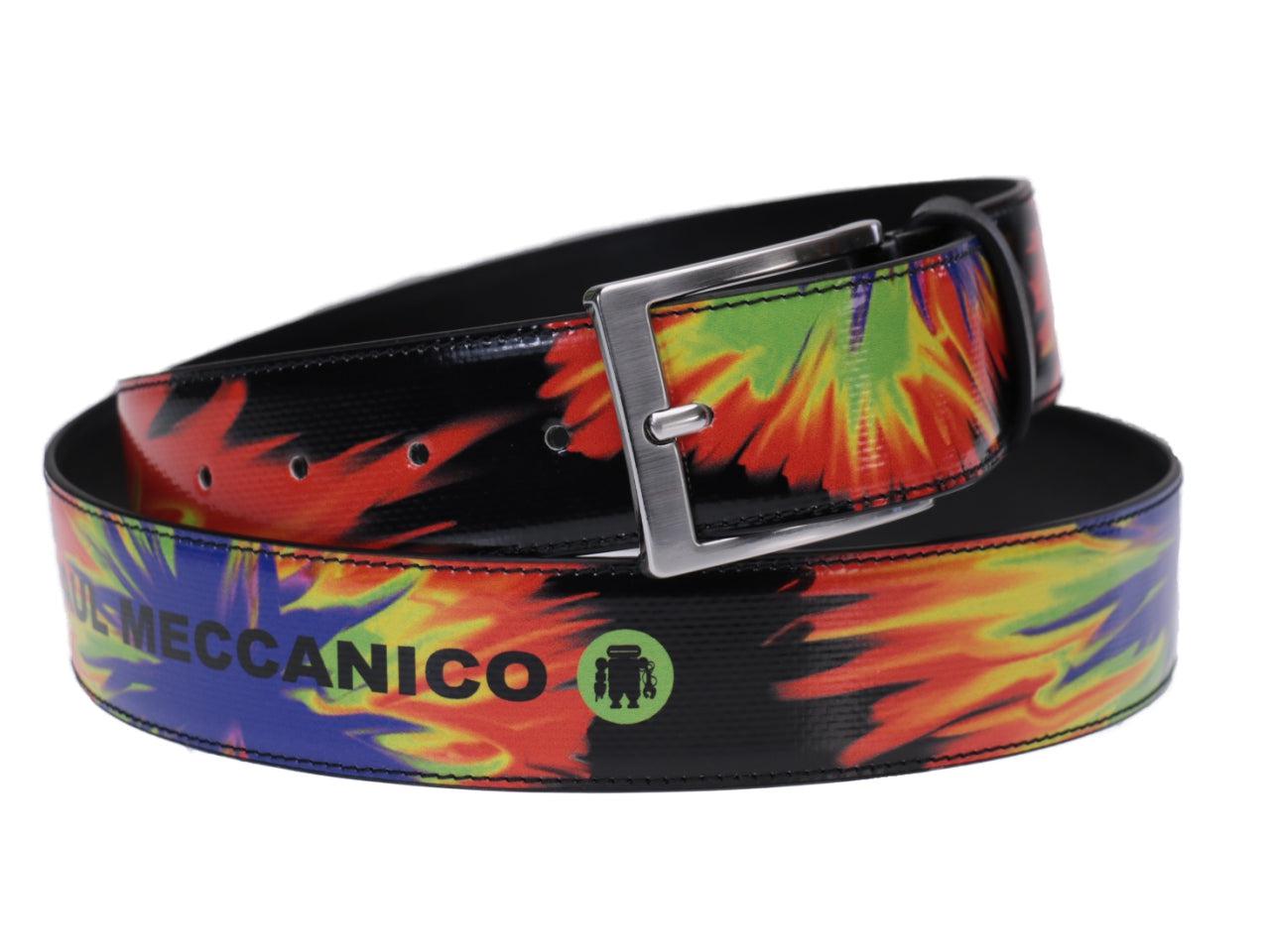 MAN'S BELT MULTICOLOR TIE DYE FANTASY MADE OF LORRY TARPAULIN. - Unique Pieces Paul Meccanico