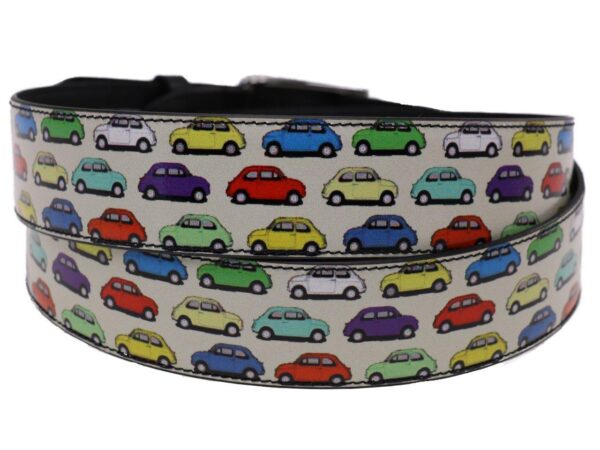 MAN'S BELT OFF WHITE COLOUR WITH PRINT OF THE MYTHICAL FIAT 500 MADE OF LORRY TARPAULIN. - Unique Pieces Paul Meccanico