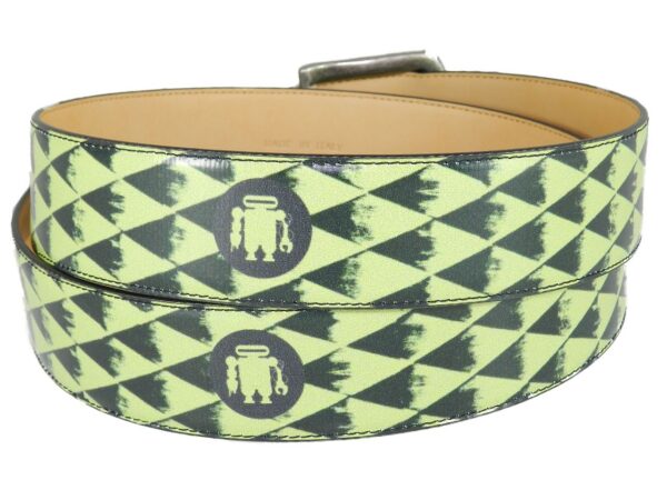 MAN'S BELT PAUL MECCANICO. BLACK AND ACID GREEN COLOURS WITH ETHNIC FANTASY. - Unique Pieces Paul Meccanico