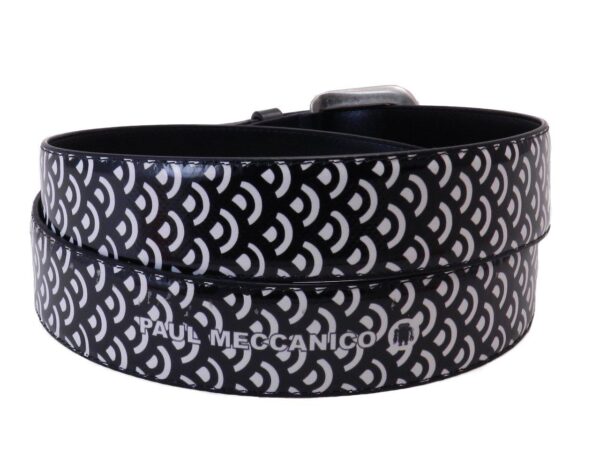 MAN'S BELT PAUL MECCANICO BLACK AND WHITE CIRCULAR FANTASY - Paul Meccanico